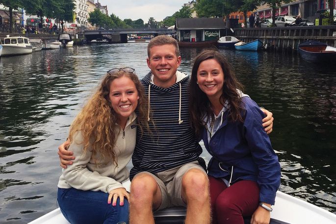 students on a boat in Denmark