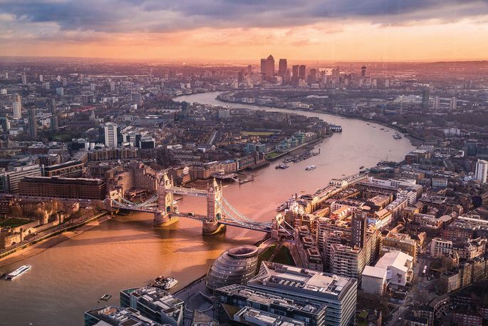 Thames in London at sunset