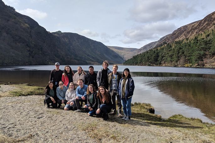group in front of a lake in Wicklow Mountains National Park