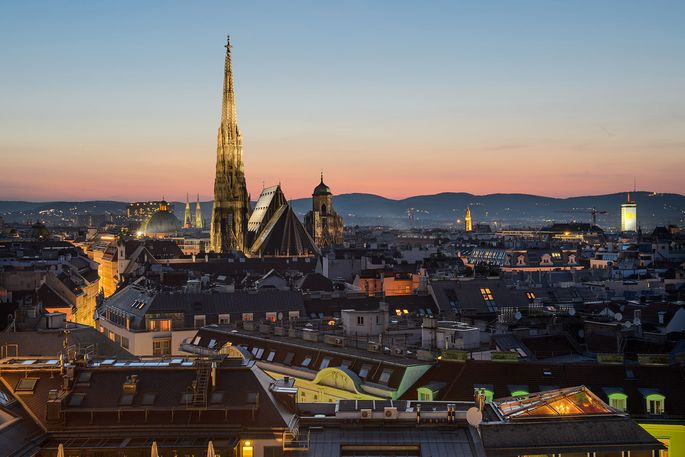 St. Stephen's Cathedral in Vienna at dusk