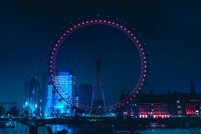 London Eye observation wheel at night