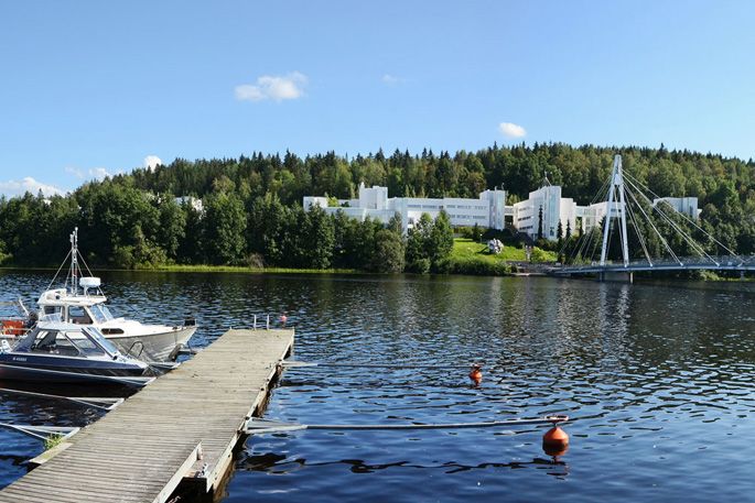 A marina and bridge in Jyvaskyla, Finland