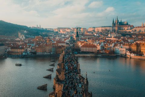 Bridge across the river in Prague, Czechia