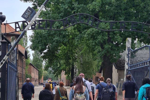 Students walk through the gates of Auschwitz Concentration Camp